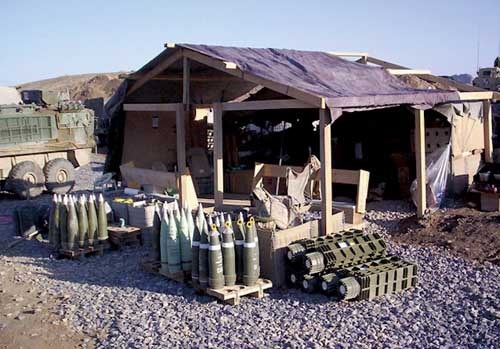 Ammunition storage at Forward Operating Base Ma'Sum Ghar.