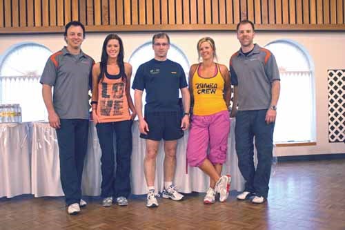 Cam Mehling (Owner - ForeverFit), Katelyn Wilson (Instructor), Ross Fisher (Executive Director of The Health Foundation), Tricia Shyiak (Instructor), Craig Mehling (Owner - ForeverFit).