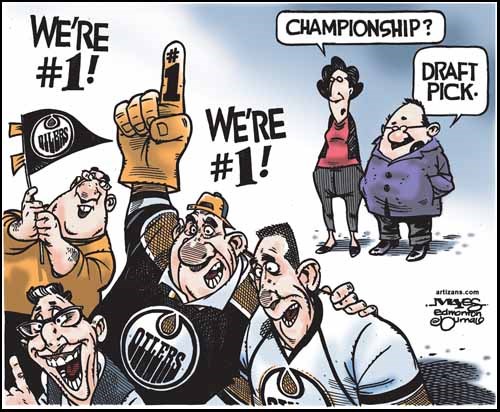 Edmonton Oiler fans celebrate #1 draft pick.