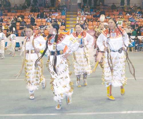 A group of ladies during the women's group competition.