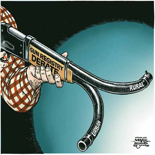 Gun Registry Debate splits along Urban/Rural divide.