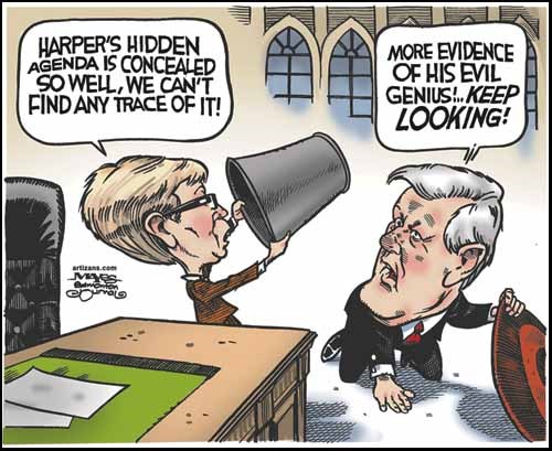 Nycole Turmel and Bob Rae search for Stephen Harper's hidden agenda.