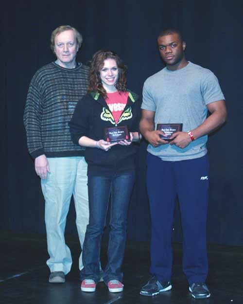 Mary Ellen Burgess Showcase Performer Jamie Newberg and runner-up Mike Kiapow with adjudicator Russ Ramsden.