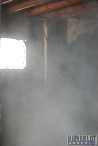 A fire that destroyed a house southwest of Bruno was so hot that it blackened the walls and pictures hung on the walls, while peeling the paint and wallpaper. Members of the Bruno Fire Department spent about half an hour putting the fire out.