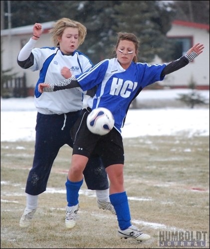 An HCI Mohawk blocks out a player from the Bishop James Mahoney Saints during the first half of their game on October 29. Despite HCI playing some of their best soccer of the season, Mahoney went on to win the game 3-0, and eventually claimed the gold medal.