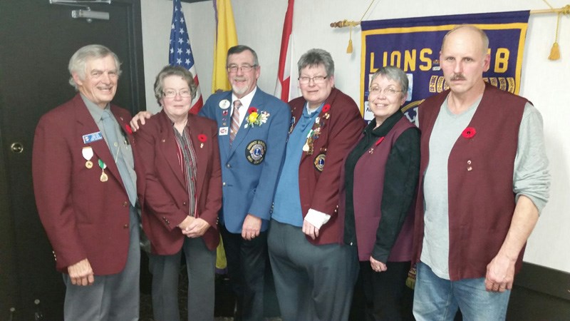 Award recipients included (from left) Terry McLennan (HOPE Medal); Joyce McLennan (Life Membership); District Governor Omer Champigny; Monica Lone (Melvin Jones Fellowship); Debbie Kuzub (Life Membership); and John Kuzub (Life Membership).