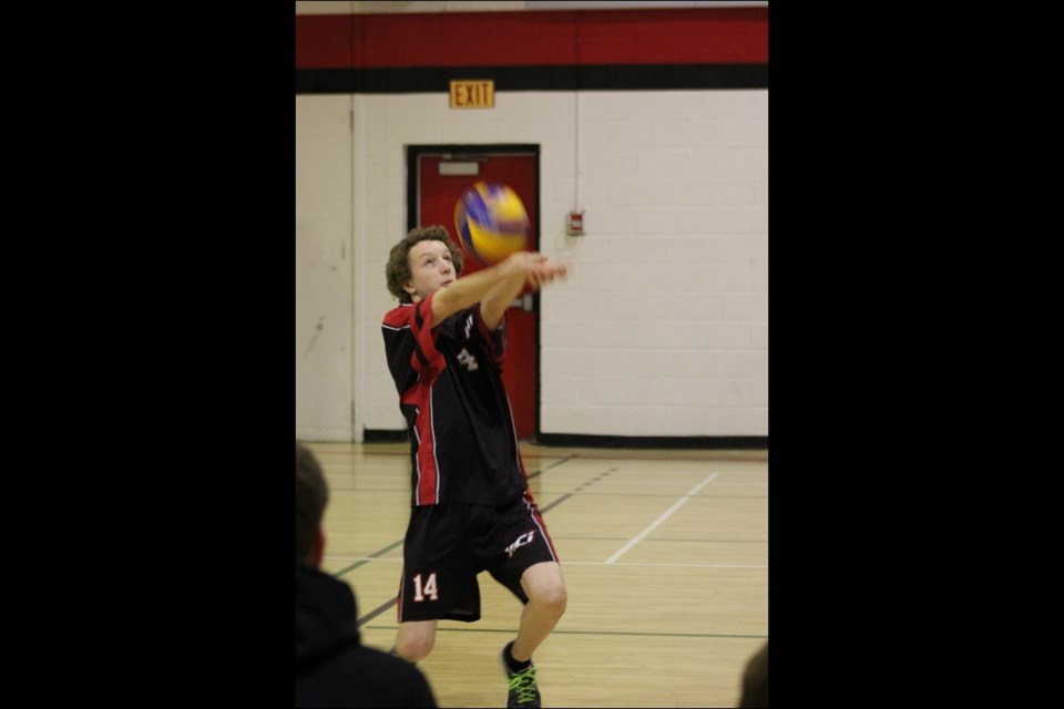 Hapnot’s Evan Danko bumped the ball back over the net as the Kings took on The Pas in JV finals.