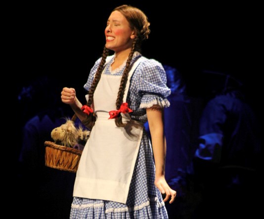 Landice Yestrau as Dorothy, whose whole world was spun upside down when a tornado transported her from Kansas to the land of Oz. To get home, it was as simple as clicking her red ruby shoes together three times.