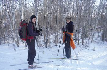 With the snowfall on Sunday, November 23, Cindy Smith and Lana Sebastian could not resist the opportunity to get out on their skis. The Good Spirit Club had just spent the day clearing up dead fall and cattails and so it was clear trails ahead for these two. There is always a friendly competition as to who will be the first to ski out to the shelter and who is the last skier out. This is not the earliest ski recorded at Good Spirit but now that the snow has arrived the club hopes that the season will be milder than last winter and that the snow cover remains till early spring.