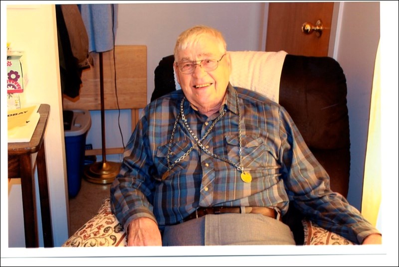 Gerry Nomeland sports his fishing medals.