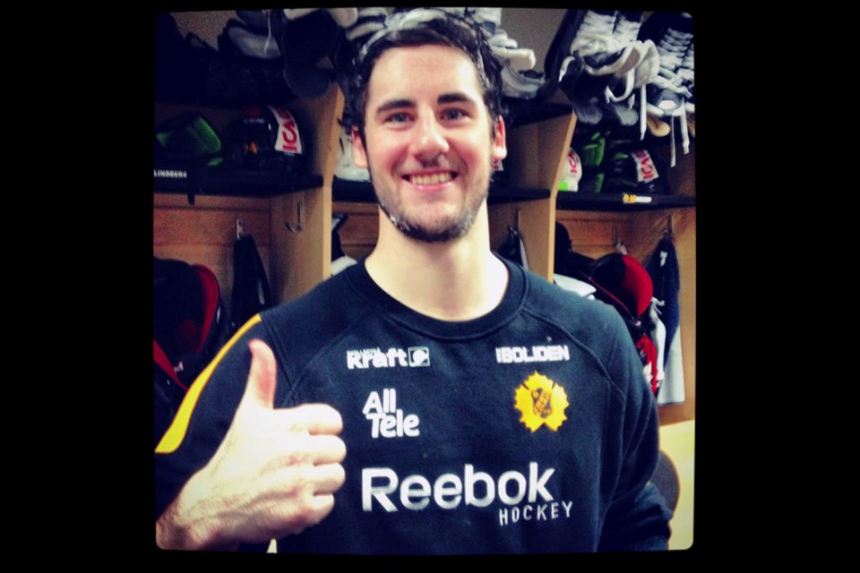 Former Yorkton Maller Bud Holloway now plays in Switzerland, and was on Team Canada for the Spengler Cup.