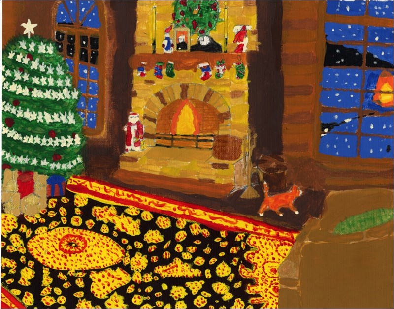 Grade 9 student Karina Odegaard is the winner of The Reminder's first Christmas art contest for her painting of a holiday-bedecked living room. In choosing her painting, Reminder staff were awed by her attention to detail and her bold use of colour.