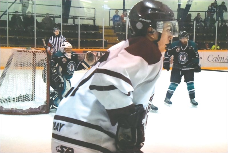 Flin Flon’s Joel Kocer open in the corner during Tuesday’s game against La Ronge.
