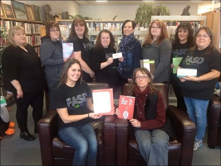 The Flin Flon Public Library received a donation of a shelf and books from the Flin Flon-Creighton Fetal Alcohol Spectrum Disorder Committee. The books focus on FASD and are one strategy the committee is using to raise awareness of FASD and its effects.
