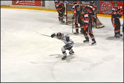 Jared Hillis celebrates his game winner with 16 seconds left Thursday.