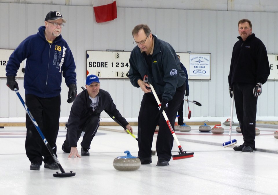 Tyler Kittle, Ray White, Dave Kendall curling