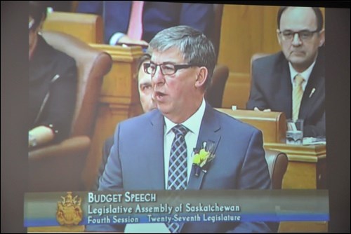 Finance Minister Ken Krawetz delivers the 2015 provincial budget in the Saskatchewan Legislature.
