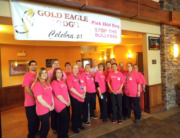 Gold Eagle Lodge Staff observed Pink Shirt Day again this year. Photo submitted