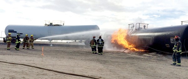 Weyburn Firefighters (l-r) Lindsey Leko and Kevin Cooke took security and emergency response training at the Crude by Rail Emergency Response Course in Pueblo, Colorado.