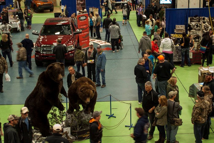 At the entrance of the Parkland Outdoor Expo stood two massive bears shot by Scott Ungar in Russia.