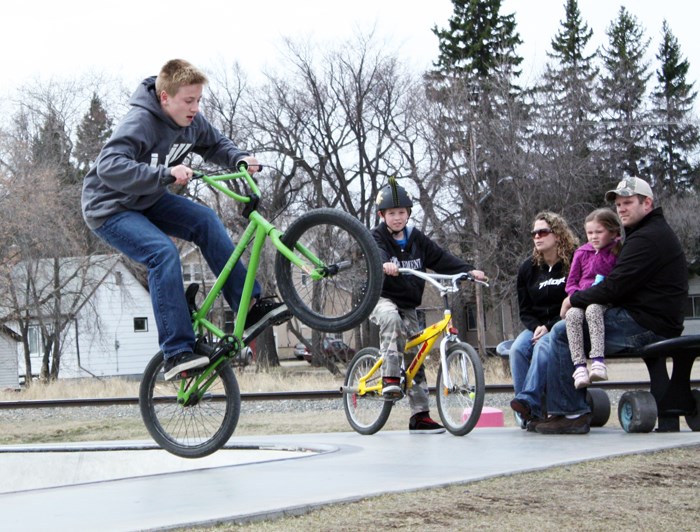 Cyclists and skaters made good use of the beautiful weather Saturday to give Yorkton’s skate park a spring workout. Seasonal temperatures and clear skies are expected to last throughout the week.