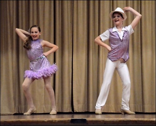 Amy Gruber and Kylie Delainey tap in unison, in their last performance of the 2014-15 dance season. At Lloydminster’s Dancin’ on the Border, their duet was named Most Promising Junior Tap Duet.