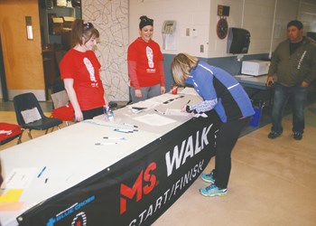 The annual MS Walk was held in Yorkton Sunday with participants gathering at Yorkdale Central School to sign in with their pledges. Funds raised go to programs to help those with multiple sclerosis and research.