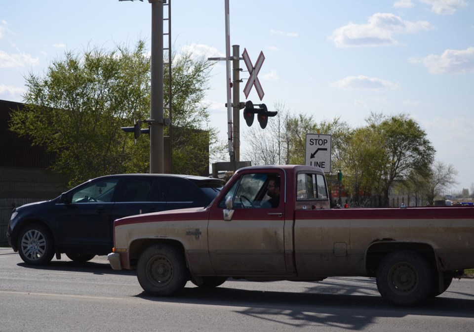 Railway crossing, trail, estevan