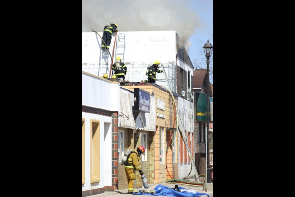 Firefighters utilized neighbouring buildings.