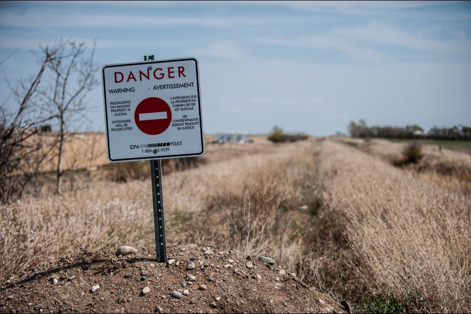 This sign shows the old rail right-of-way running from Stoughton to Northgate is still for sale. The question is, could it end up being rebuilt to haul crude-by-rail? Coincidentally, this old railbed crosses an operating CP branch line adjacent to Frobisher.