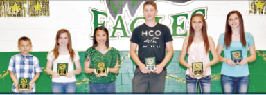 The recipients of academic awards, from left, were: Dawson Pozniak, Mikayla Babichuk, Anmarjola Juaneza, Ashton Shewchuk, Sarah Kowalyshyn and Brittany Kowalyshyn.