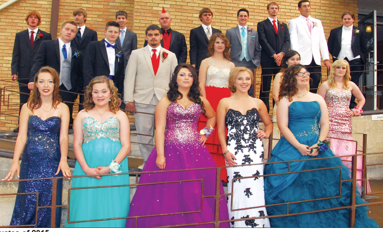 From left, members of the Canora Composite School graduating class are: (back row) Drew Travalia, Blaine Hammerstrom, Jordan St. Mars, Evan Kushneruk, Branden Pelechaty, Rylan Palchewich, Jordan Lazaroff, Tate Baron and Elvis Lafrancois; (middle row) Dylan Fullawka, Samuel Johnson, Joshua Swain, Nicole Burym, Kayla Ostafi e and Jasmine Kapoor; and (front) Autumn Kozmanuik, Desiree Jennings, Kaitlyn Burym, Kaitlyn Statchuk and Jennifer Flemington. Unavailable for the photograph was Anna Marie Stefaniszyn