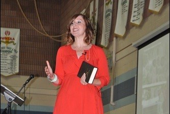 Leah Pereault, faith-based writer out of Saskatoon, spoke about prayer to teachers in the Light of Christ school division as part of their back-to-school professional development Thursday at John Paul II Collegiate in North Battleford. Photos by John Cairns