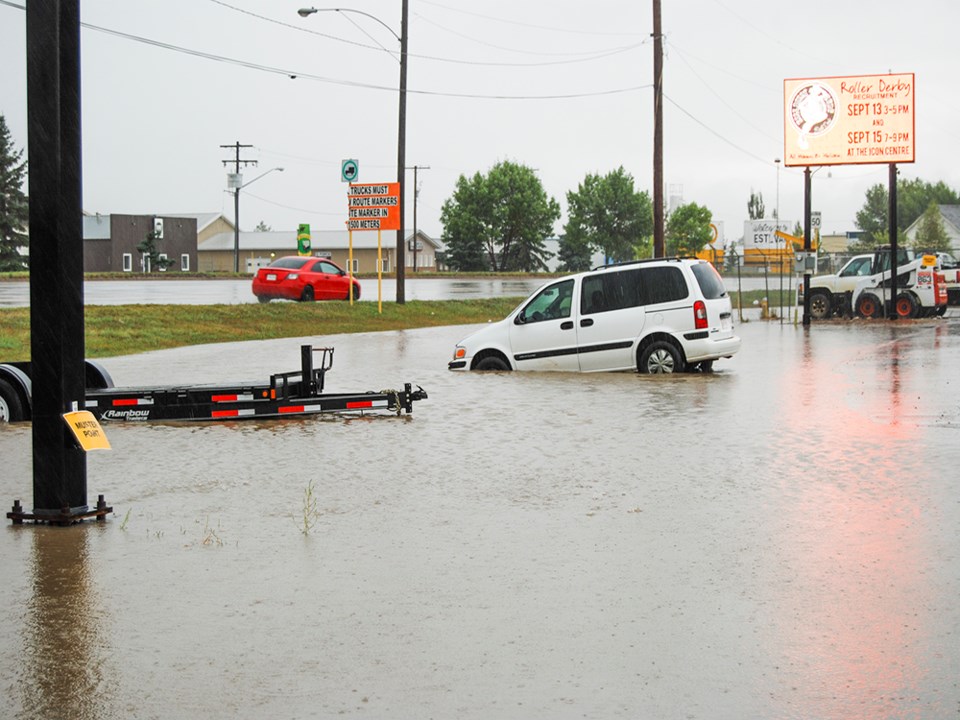Flood near Fountain Tire at the east end of the city