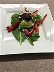 Spinach mushroom salad with parsley vinaigrette was one item on the six-course menu at the Blaine Lake Gospel Chapel gourmet dinner Sept. 19. Photos submitted
