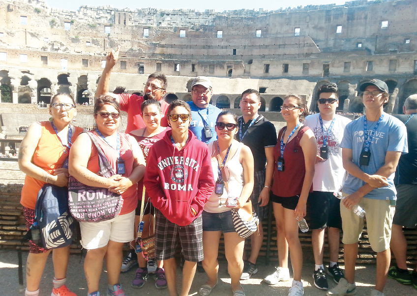 The Keeseekoose group was photographed inside the Roman Coliseum.
