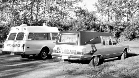 A 1985 Pontiac hearse owned by Ron and Rose Descalchuk and a 1969 GMC ambulance owned by Jim Pollock of Kamsack led the motorcycle rally.