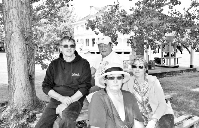 Among the persons attending the annual Heritage Day event at the National Doukhobor Heritage Village in Veregin on Sunday, from left, were: (back row) Brian Binns and Jim Beauchamp, and (front) Alva Beauchamp and Audrey Binns, all of Kamsack.