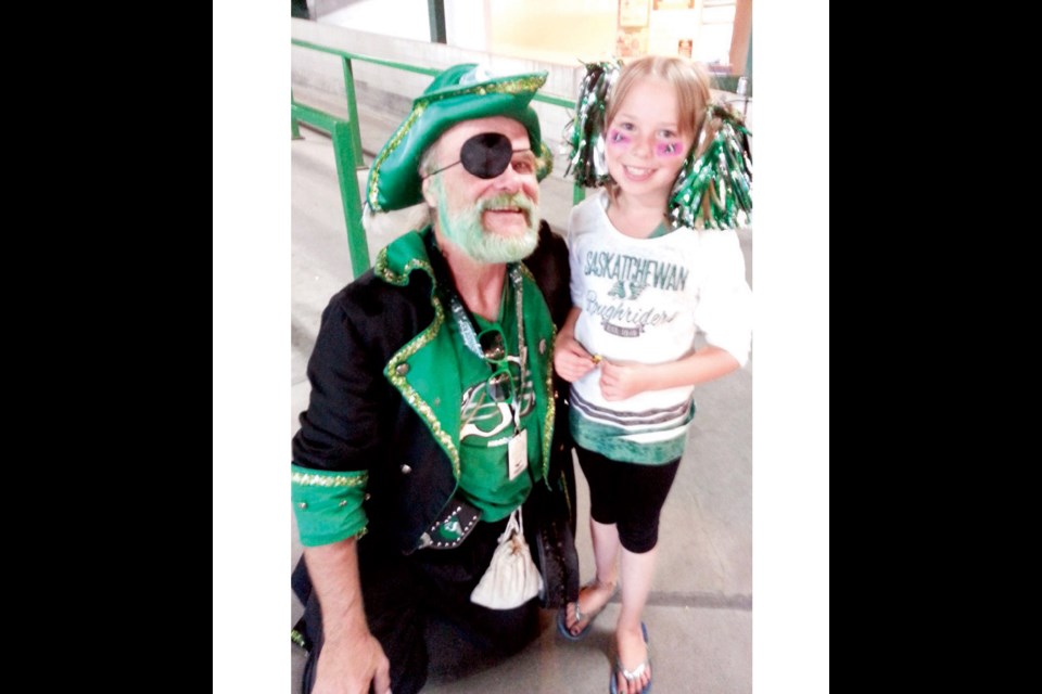 Addison Danielson was treated to her first Saskatchewan Roughrider game on July 24. She posed for a picture as she met the Riders’ mascot.