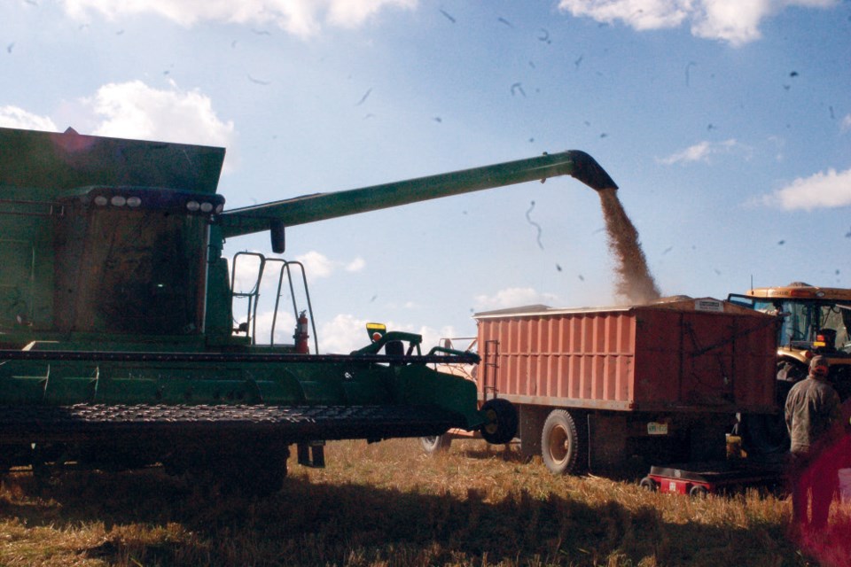 A T670 John Deere combine was one of the machines used to take off the crop of oats that will be used to help cover the remainder of what is left owing by the Preeceville Hospital Building Fund. The combining took place on October 16.