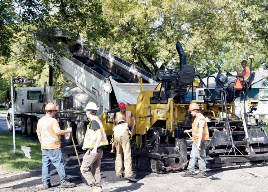 Photo of Fedorowich Construction of Yorkton taken September 2 as the workmen were completing the paving job on Harvey Street.