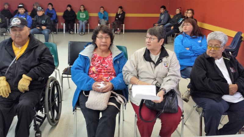 Among elders attending a special lunch held in their honour at the Little Heaven Youth Lounge at Keeseekoose First Nation last week, from left, were: Leonard Wapash, Yvonne Wapash, Margaret Cote of Cote First Nation and Virginia Musqua.