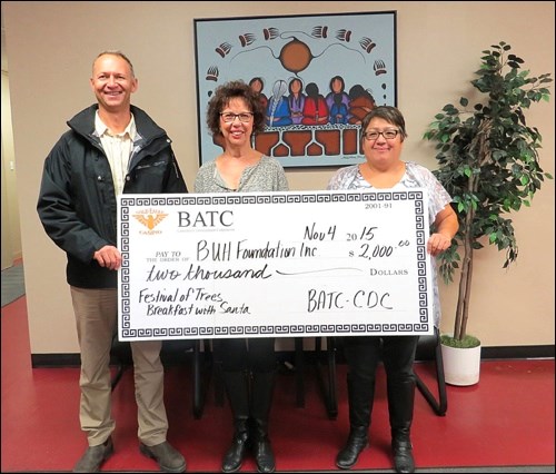 BATC — Pictured are: Don Buglas, BATC CDC board of directors; Pat Zaychkowsky, event co-ordinator at BUH Foundation and Vivian Whitecalf,  BATC CDC’s general manager.