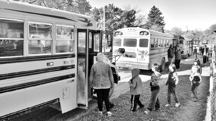 All the students and staff at Victoria School in Kamsack participated in a bus evacuation exercise on September 23. After groups of students made their way into a bus, the driver talked about how, why and when the vehicle must be evacuated.