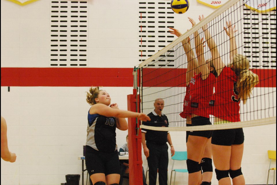 Watson (pictured here against Foam Lake) played hard but did not advance to Provincials in the 2A girls division. Host team Muenster did get to playoffs but lost out to Foam Lake. photo by Becky Zimmer