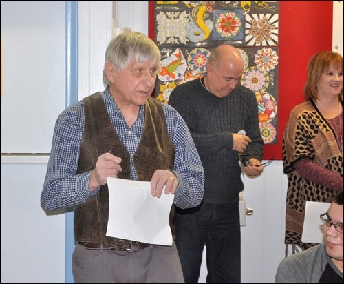 Julian Stelmaschuk, president of BTEC board, speaks at the BTEC My Community Cares announcement Friday.