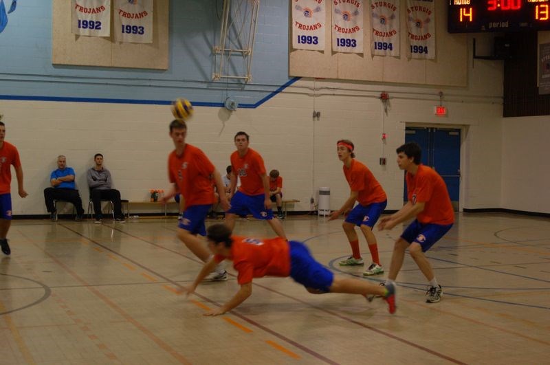 The Sturgis Composite High School senior boys volleyball team hosted conference playoffs that determined which teams will advance to Regional playoffs. From left, were: Bo Babiuk, Kyle Teron, Cole Kowalchuk and Cole Bilanchuk.