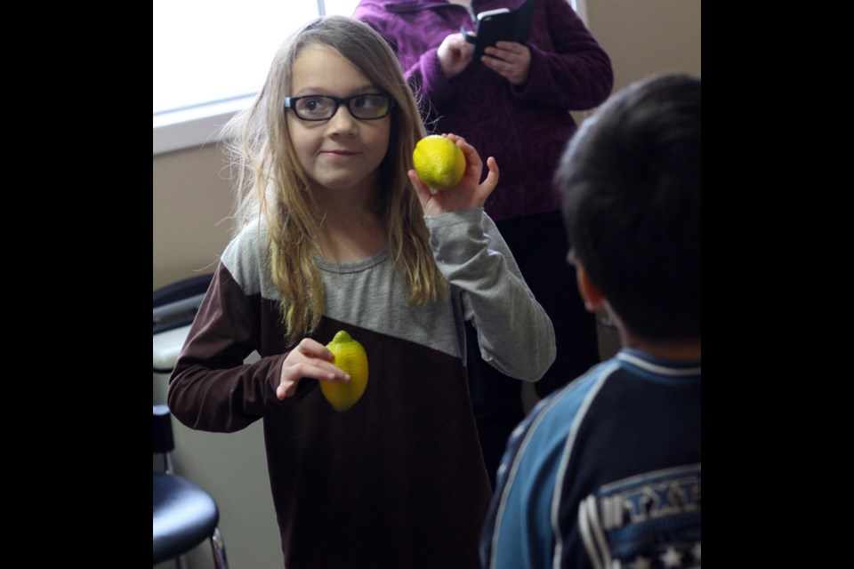 Children from schools across the Good Spirit School Division and Christ the Teacher Catholic School Division had an opportunity to learn about their rights as part of National Child Day. Pictured, students take the chance to learn about nutrition with fun and games and talk about issues important to them.