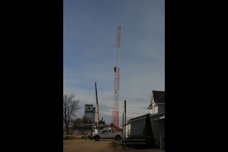 The 150-foot CN tower was erected in one day on October 19.