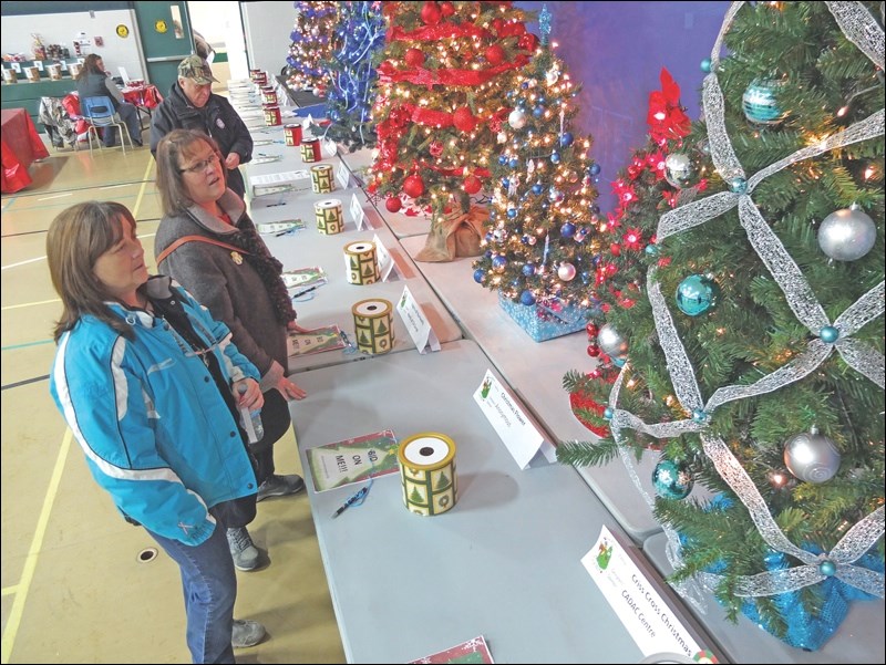 Edna Smith (front) and Katie Kawerski marvel at the trees on display at the Festival of Trees.